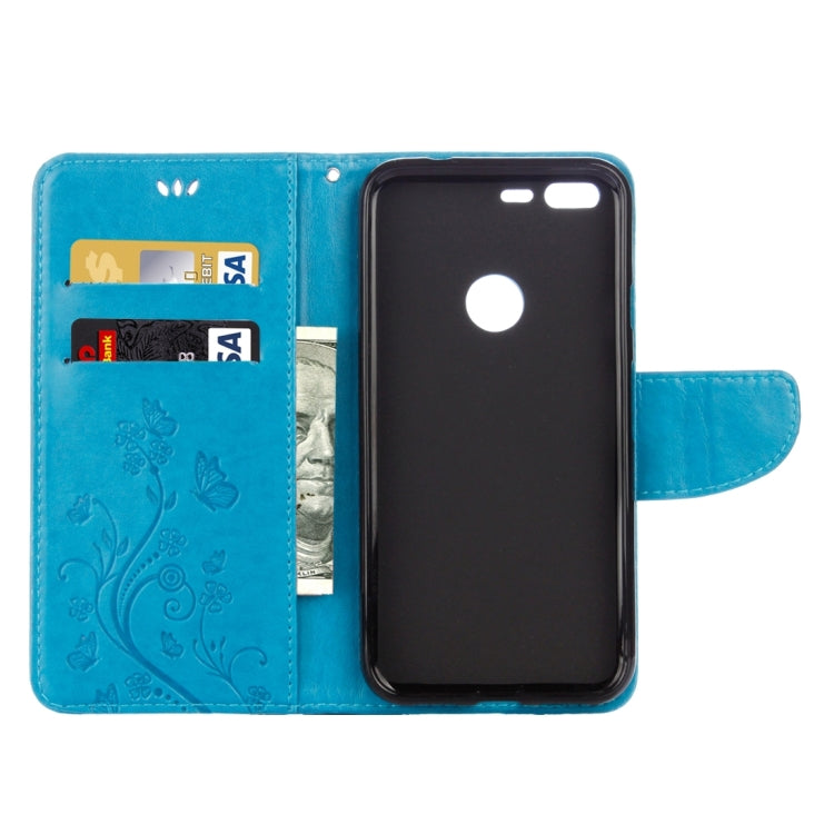 For Google Pixel XL Butterflies Love Flowers Embossing Horizontal Flip Leather Case with Holder & Card Slots & Wallet & Lanyard