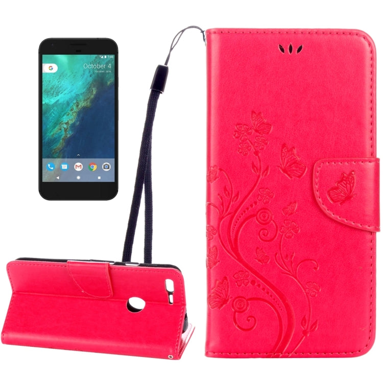 For Google Pixel XL Butterflies Love Flowers Embossing Horizontal Flip Leather Case with Holder & Card Slots & Wallet & Lanyard