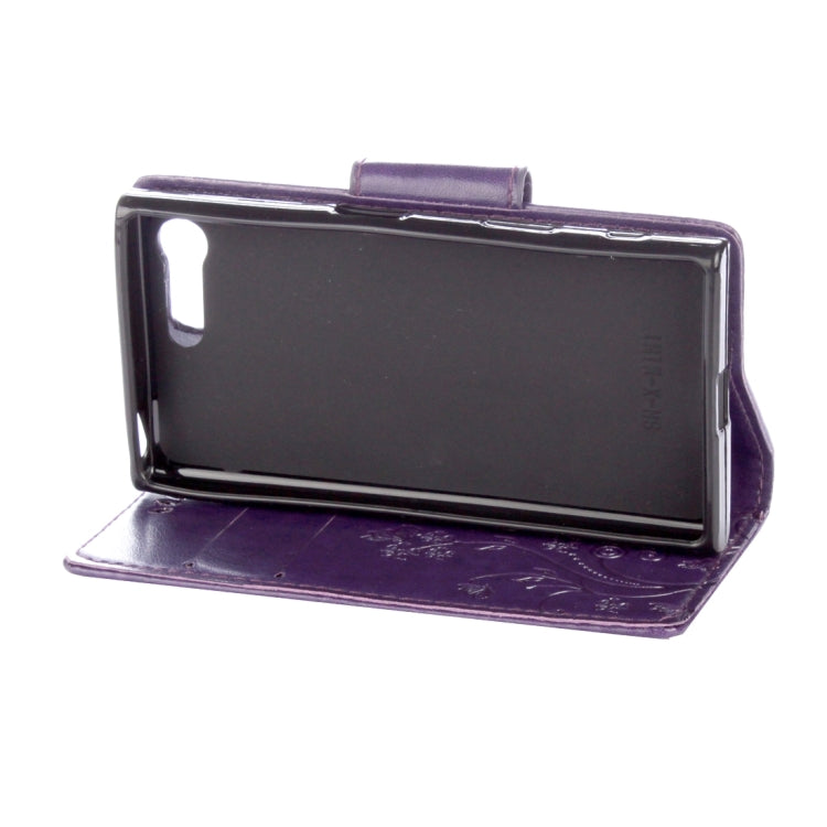 For Sony Xperia X Compact Butterflies Love Flowers Embossing Horizontal Flip Leather Case with Holder & Card Slots & Wallet & Lanyard