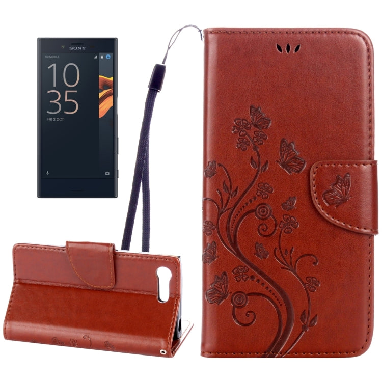 For Sony Xperia X Compact Butterflies Love Flowers Embossing Horizontal Flip Leather Case with Holder & Card Slots & Wallet & Lanyard