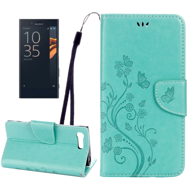 For Sony Xperia X Compact Butterflies Love Flowers Embossing Horizontal Flip Leather Case with Holder & Card Slots & Wallet & Lanyard