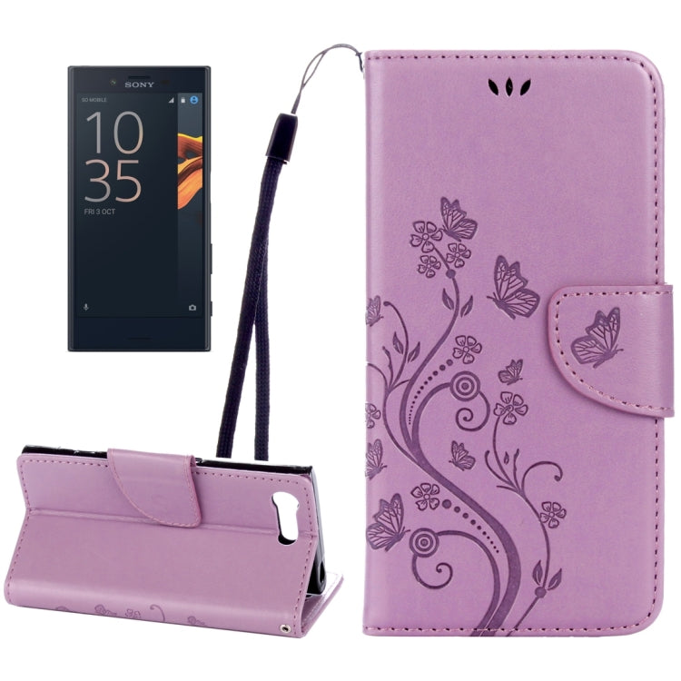 For Sony Xperia X Compact Butterflies Love Flowers Embossing Horizontal Flip Leather Case with Holder & Card Slots & Wallet & Lanyard