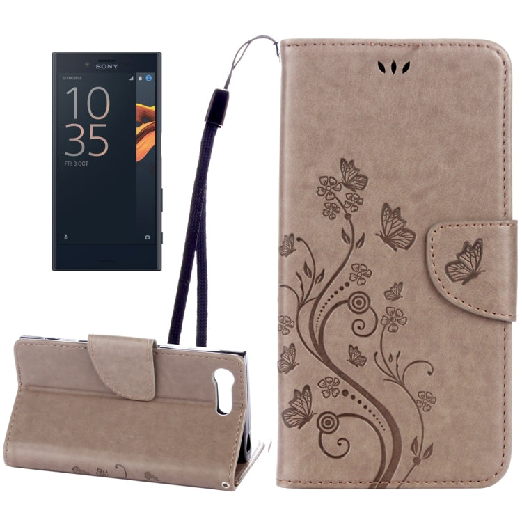For Sony Xperia X Compact Butterflies Love Flowers Embossing Horizontal Flip Leather Case with Holder & Card Slots & Wallet & Lanyard