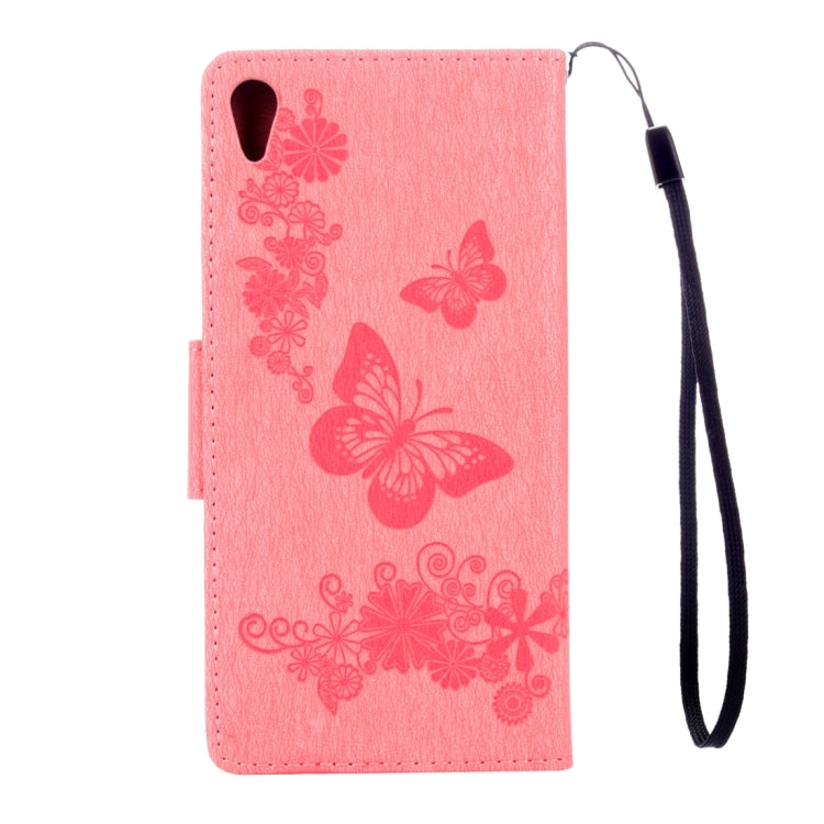 For Sony Xperia XA Ultra Butterflies Embossing Horizontal Flip Leather Case with Holder & Card Slots & Wallet & Lanyard