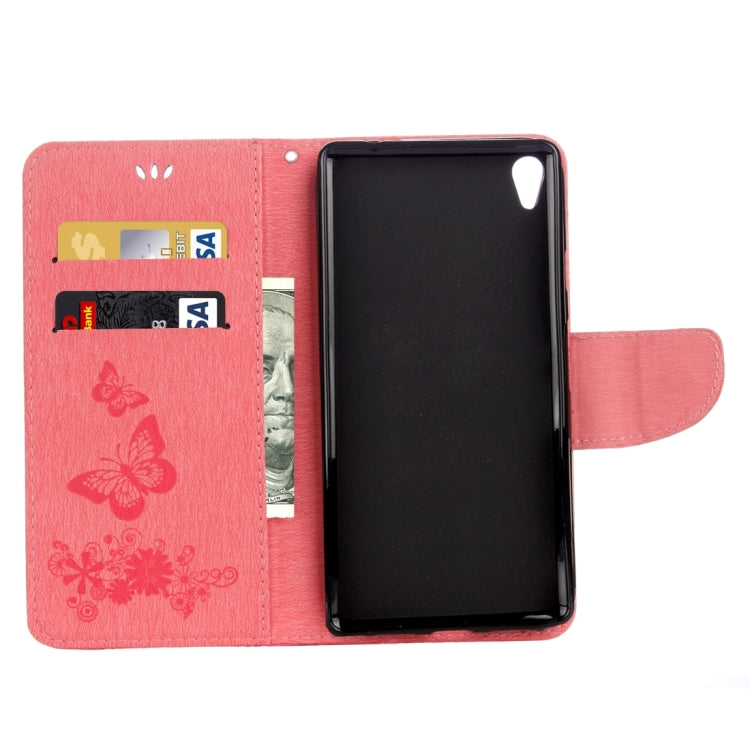 For Sony Xperia XA Ultra Butterflies Embossing Horizontal Flip Leather Case with Holder & Card Slots & Wallet & Lanyard