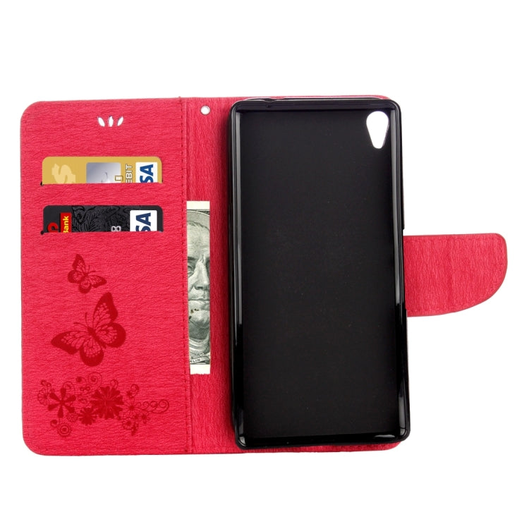 For Sony Xperia XA Ultra Butterflies Embossing Horizontal Flip Leather Case with Holder & Card Slots & Wallet & Lanyard