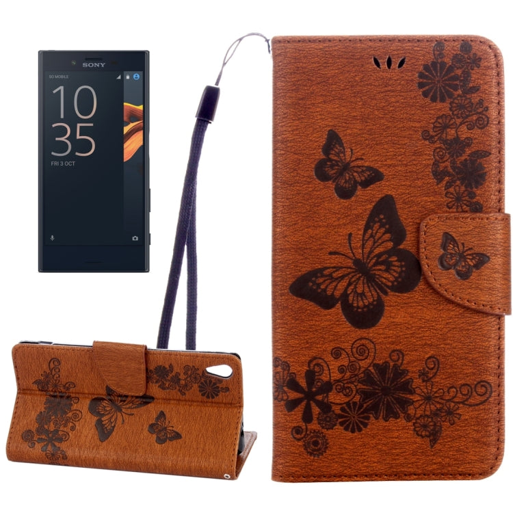 For Sony Xperia XA Ultra Butterflies Embossing Horizontal Flip Leather Case with Holder & Card Slots & Wallet & Lanyard