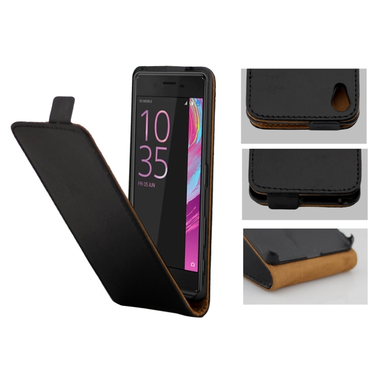 For Sony Xperia X Khaki Lining Vertical Flip Leather Case (Black)