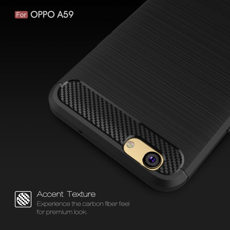 For OPPO A59 Brushed Carbon Fiber Texture Shockproof TPU Protective Cover Case