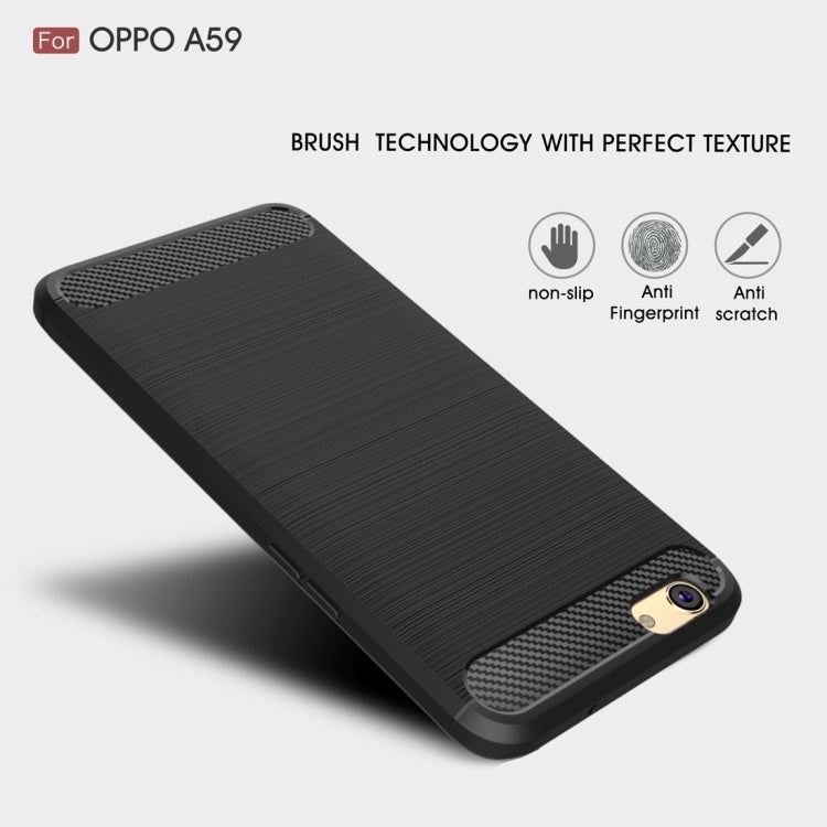 For OPPO A59 Brushed Carbon Fiber Texture Shockproof TPU Protective Cover Case