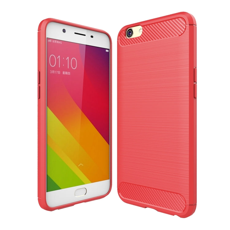 For OPPO A59 Brushed Carbon Fiber Texture Shockproof TPU Protective Cover Case