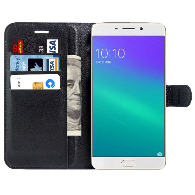 For OPPO R9s Litchi Texture Horizontal Flip Leather Case with Magnetic Buckle & Holder & Card Slots & Wallet