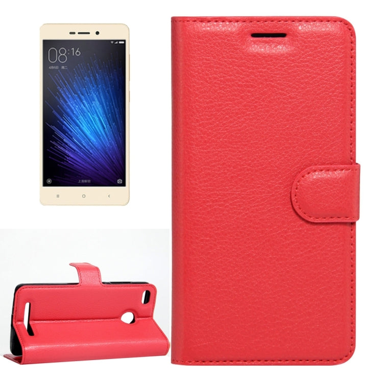 For Xiaomi Redmi 3X Litchi Texture Horizontal Flip Leather Case with Magnetic Buckle & Holder & Card Slots & Wallet