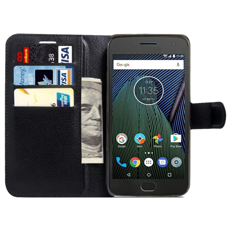 For Motorola Moto G Plus (5th Gen.) Litchi Texture Horizontal Flip Leather Case with Magnetic Buckle & Holder & Card Slots & Wallet