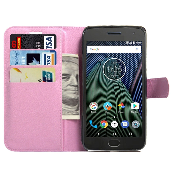 For Motorola Moto G Plus (5th Gen.) Litchi Texture Horizontal Flip Leather Case with Magnetic Buckle & Holder & Card Slots & Wallet