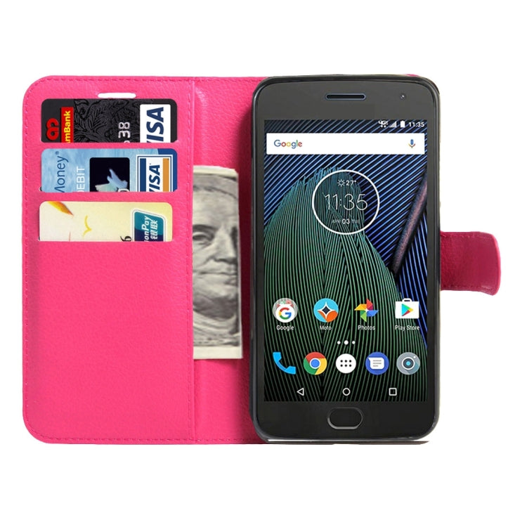 For Motorola Moto G Plus (5th Gen.) Litchi Texture Horizontal Flip Leather Case with Magnetic Buckle & Holder & Card Slots & Wallet