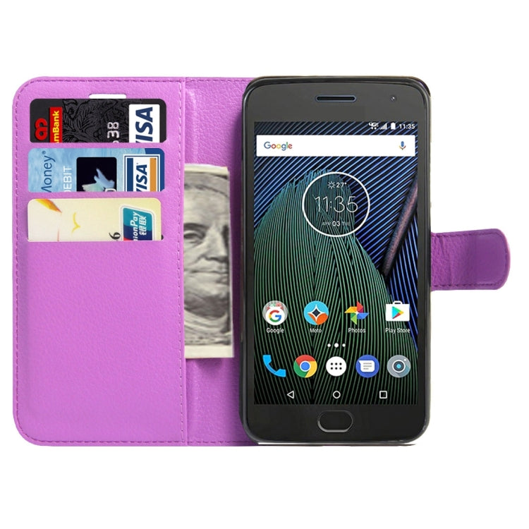 For Motorola Moto G Plus (5th Gen.) Litchi Texture Horizontal Flip Leather Case with Magnetic Buckle & Holder & Card Slots & Wallet