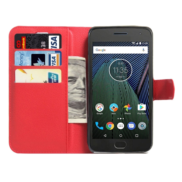 For Motorola Moto G Plus (5th Gen.) Litchi Texture Horizontal Flip Leather Case with Magnetic Buckle & Holder & Card Slots & Wallet