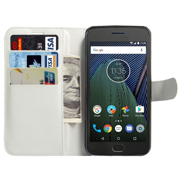 For Motorola Moto G Plus (5th Gen.) Litchi Texture Horizontal Flip Leather Case with Magnetic Buckle & Holder & Card Slots & Wallet