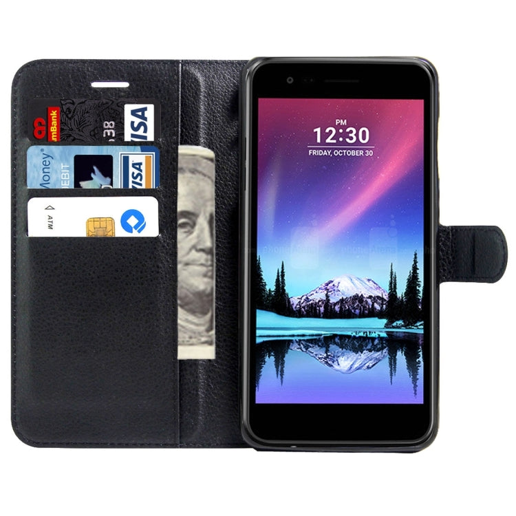 For LG K8 (2017) EU Version Litchi Texture Horizontal Flip Leather Case with Magnetic Buckle & Holder & Card Slots & Wallet