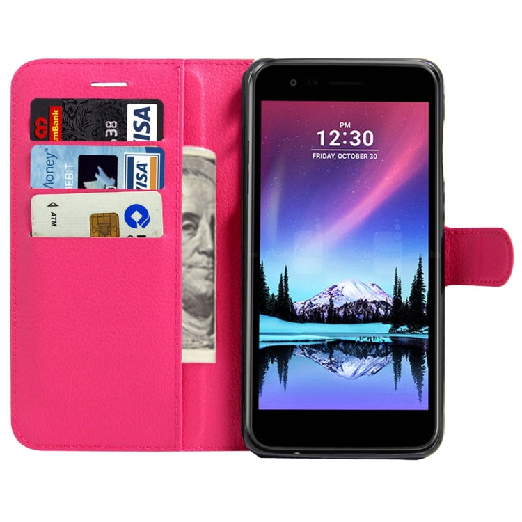 For LG K8 (2017) EU Version Litchi Texture Horizontal Flip Leather Case with Magnetic Buckle & Holder & Card Slots & Wallet