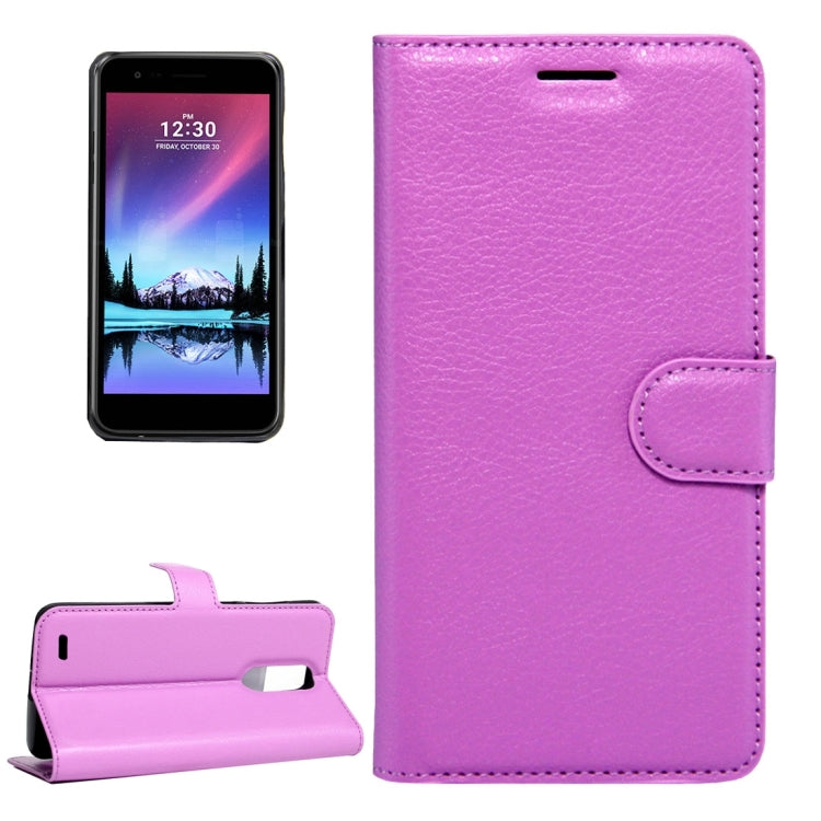 For LG K8 (2017) EU Version Litchi Texture Horizontal Flip Leather Case with Magnetic Buckle & Holder & Card Slots & Wallet