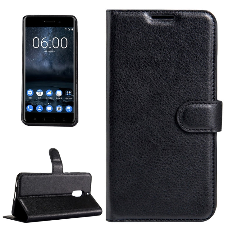 For Nokia 6 Litchi Texture Horizontal Flip Leather Case with Magnetic Buckle & Holder & Card Slots & Wallet