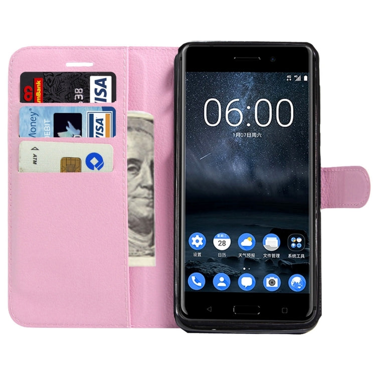 For Nokia 6 Litchi Texture Horizontal Flip Leather Case with Magnetic Buckle & Holder & Card Slots & Wallet