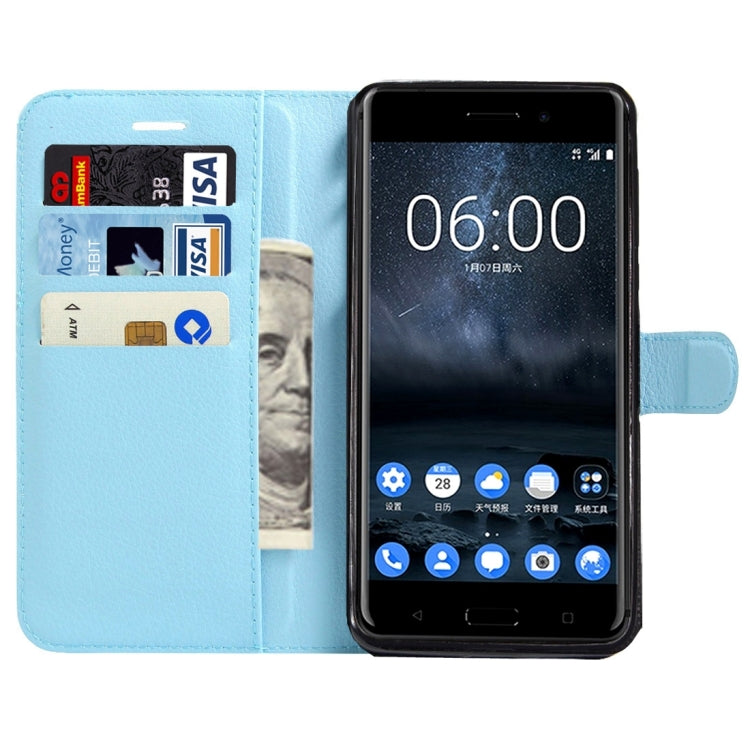 For Nokia 6 Litchi Texture Horizontal Flip Leather Case with Magnetic Buckle & Holder & Card Slots & Wallet