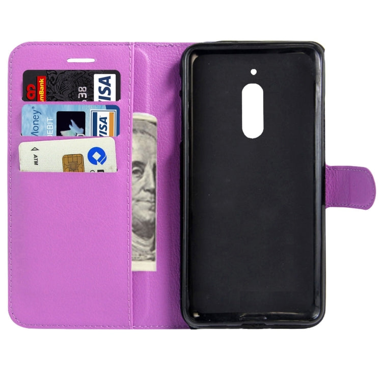 For Nokia 6 Litchi Texture Horizontal Flip Leather Case with Magnetic Buckle & Holder & Card Slots & Wallet