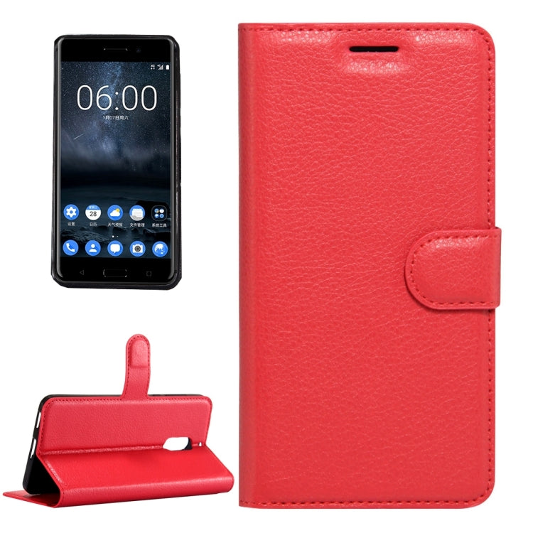 For Nokia 6 Litchi Texture Horizontal Flip Leather Case with Magnetic Buckle & Holder & Card Slots & Wallet