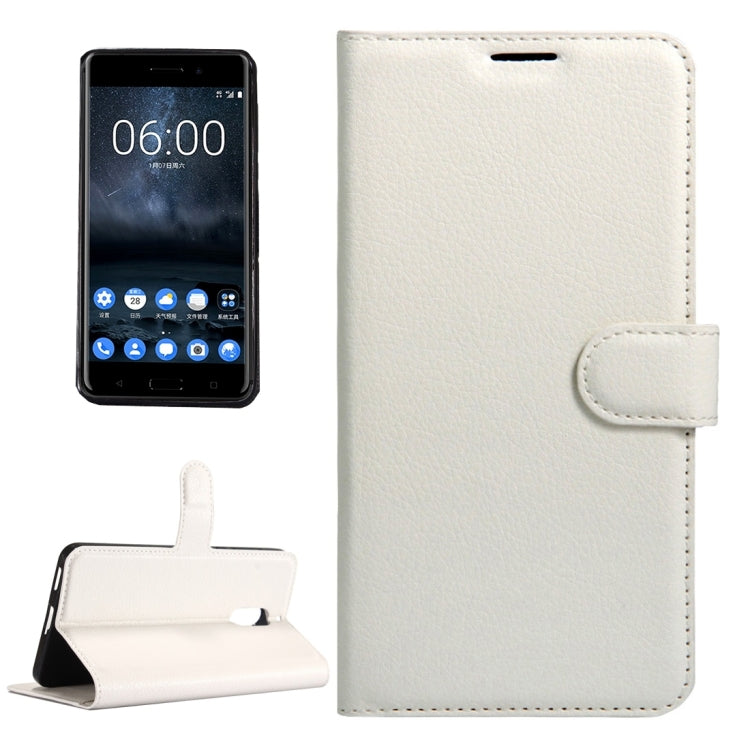 For Nokia 6 Litchi Texture Horizontal Flip Leather Case with Magnetic Buckle & Holder & Card Slots & Wallet