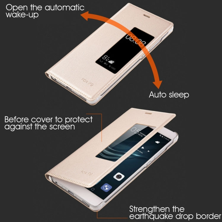 For Huawei P9 Plus Horizontal Flip Leather Case with Touch Call Display ID & Sleep / Wake-up Function