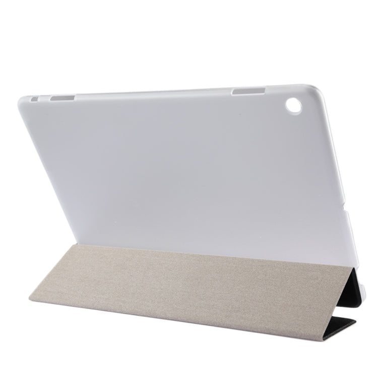 For Huawei Honor Waterplay 10.1 inch Silk Texture Horizontal Flip Leather Case with Three-folding Holder