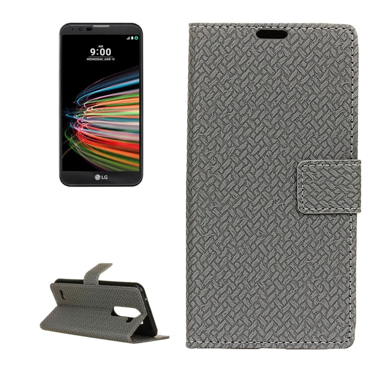 For LG X Mach Knit Texture Horizontal Flip Leather Case with Holder & Card Slots & Wallet & Photo Frame