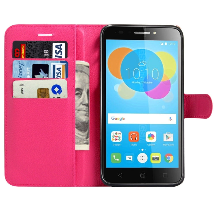 For Alcatel Pixi 4 (5.5) / 5012G / 5012F Litchi Texture Horizontal Flip Leather Case with Magnetic Buckle & Holder & Card Slots & Wallet