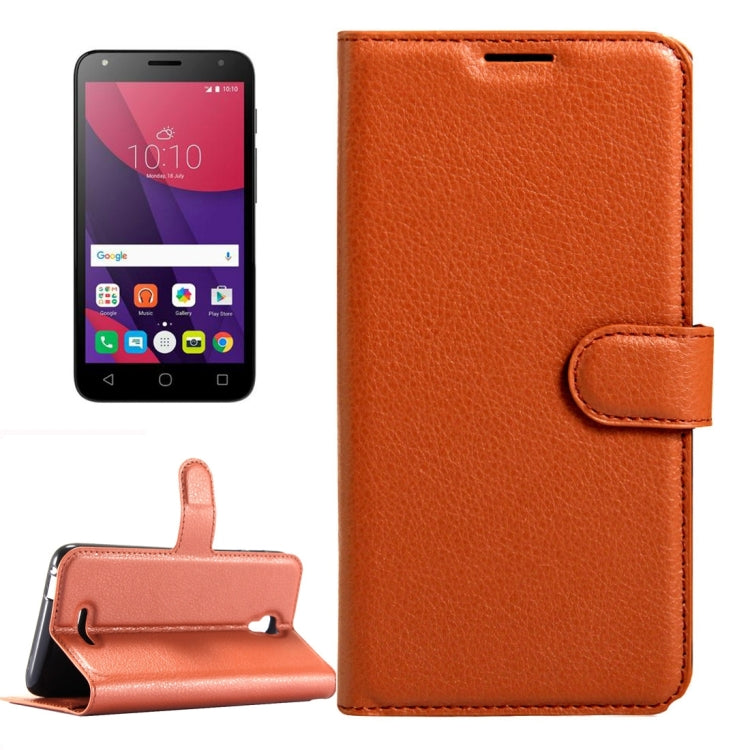 For Alcatel Pixi 4 (5.5) / 5012G / 5012F Litchi Texture Horizontal Flip Leather Case with Magnetic Buckle & Holder & Card Slots & Wallet