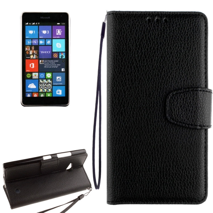 For Nokia Lumia 730 Litchi Texture Horizontal Flip Leather Case with Holder & Card Slots & Wallet & Photo Frame & Lanyard