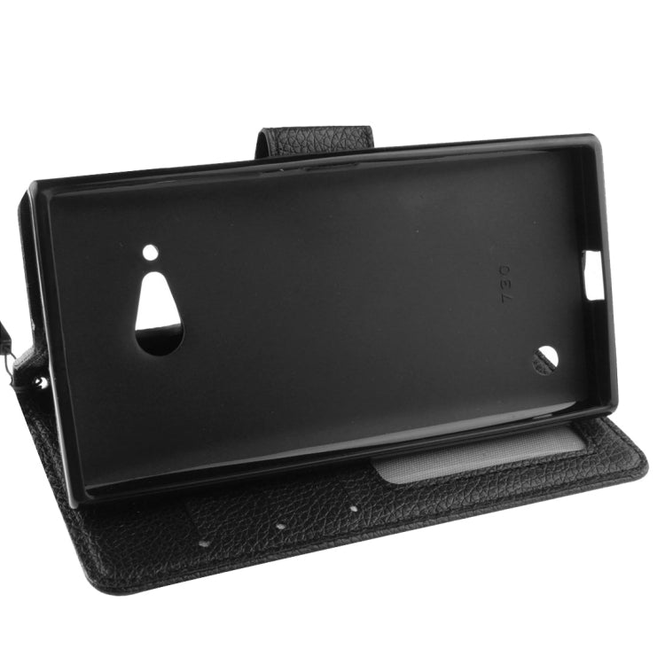 For Nokia Lumia 730 Litchi Texture Horizontal Flip Leather Case with Holder & Card Slots & Wallet & Photo Frame & Lanyard