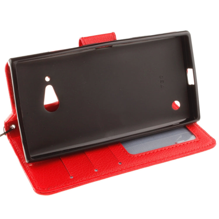 For Nokia Lumia 730 Litchi Texture Horizontal Flip Leather Case with Holder & Card Slots & Wallet & Photo Frame & Lanyard