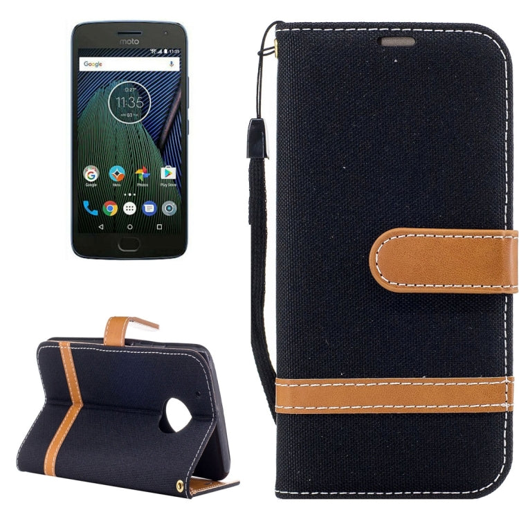 For Motorola Moto G5 Plus Denim Texture Leather Case with Holder & Card Slots & Wallet & Lanyard