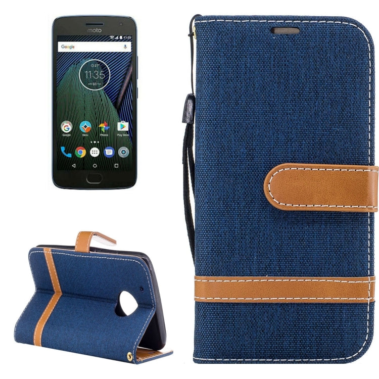 For Motorola Moto G5 Plus Denim Texture Leather Case with Holder & Card Slots & Wallet & Lanyard