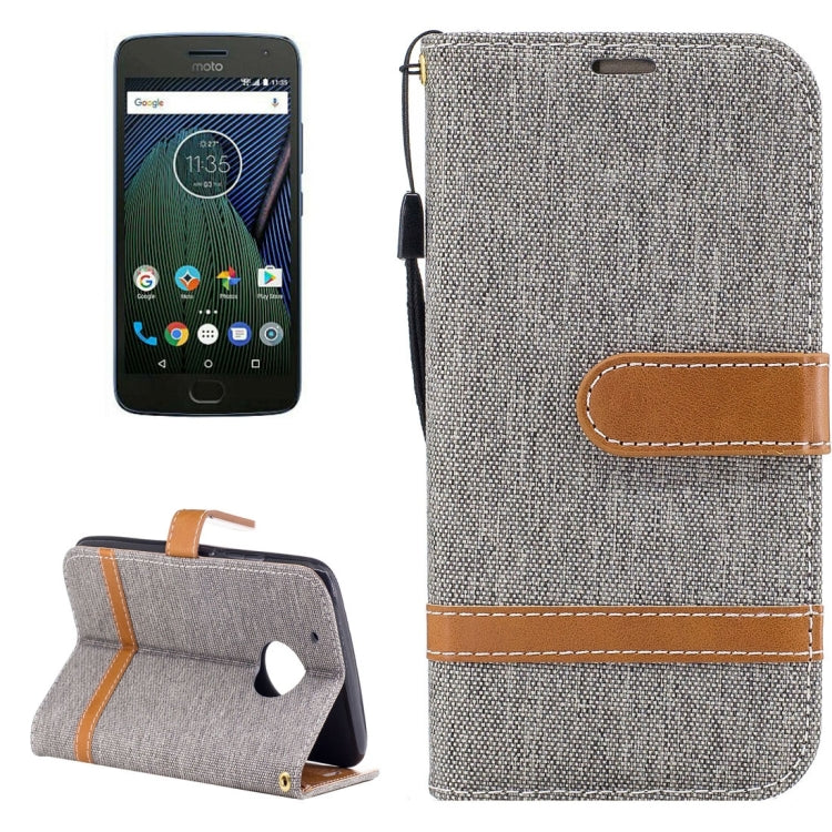 For Motorola Moto G5 Plus Denim Texture Leather Case with Holder & Card Slots & Wallet & Lanyard