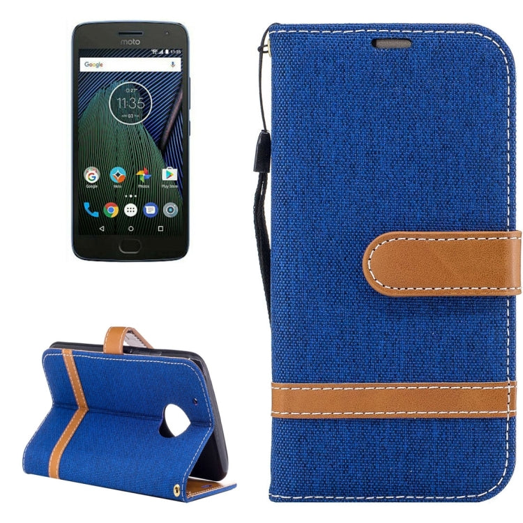 For Motorola Moto G5 Plus Denim Texture Leather Case with Holder & Card Slots & Wallet & Lanyard