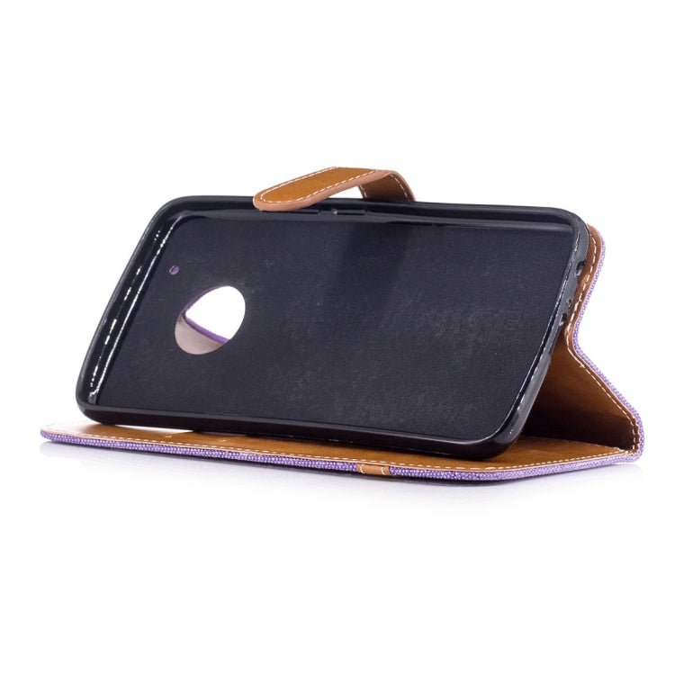 For Motorola Moto G5 Plus Denim Texture Leather Case with Holder & Card Slots & Wallet & Lanyard