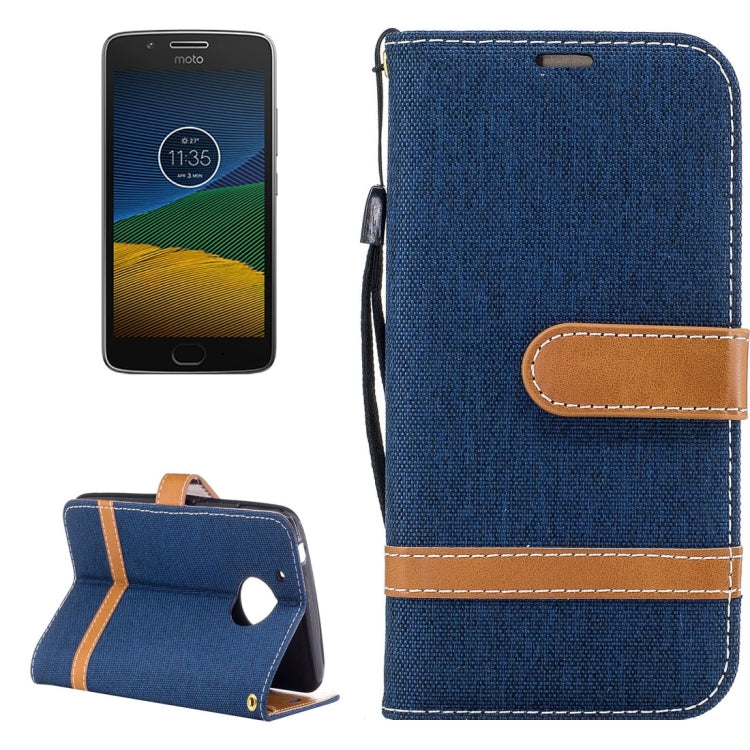 For Motorola Moto G (5th Gen.) Denim Texture Leather Case with Holder & Card Slots & Wallet & Lanyard