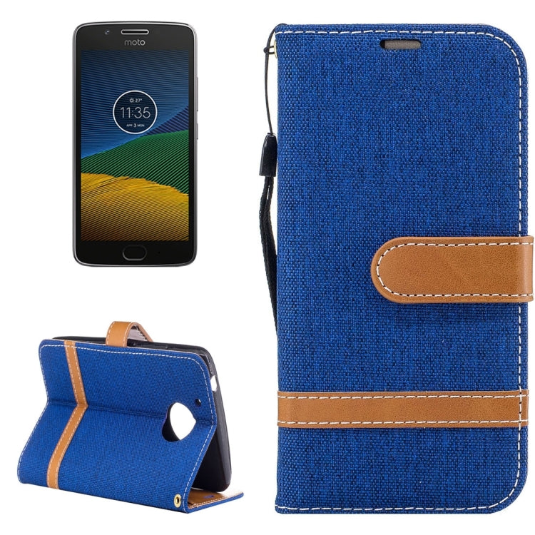 For Motorola Moto G (5th Gen.) Denim Texture Leather Case with Holder & Card Slots & Wallet & Lanyard
