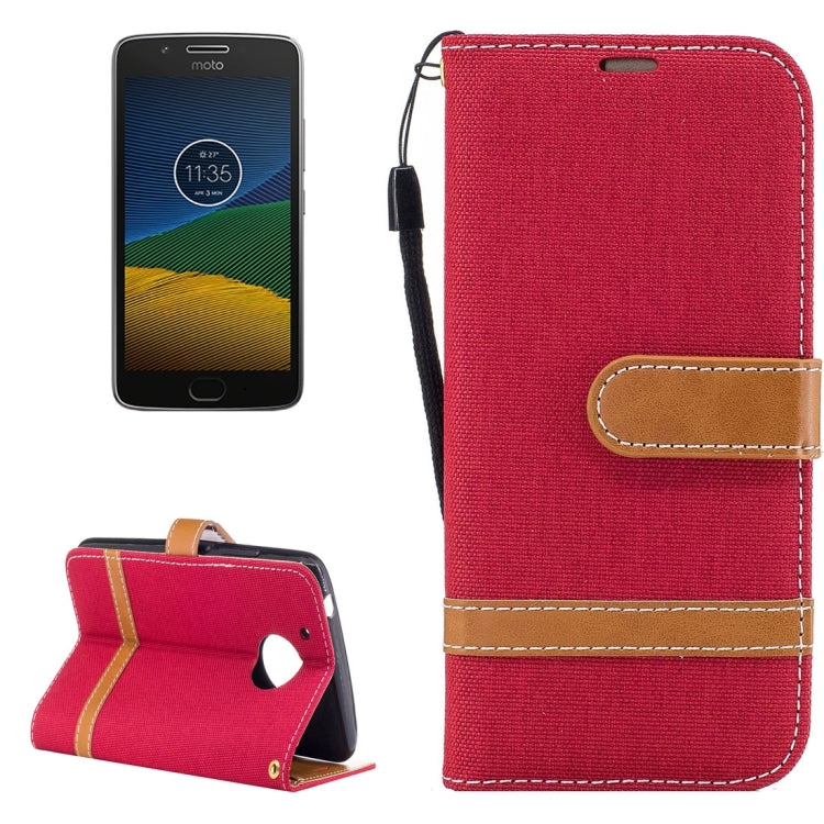 For Motorola Moto G (5th Gen.) Denim Texture Leather Case with Holder & Card Slots & Wallet & Lanyard