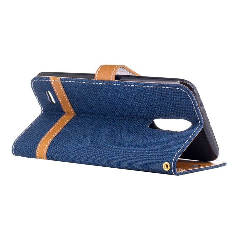 For LG K10 (2017) Denim Texture Leather Case with Holder & Card Slots & Wallet & Lanyard