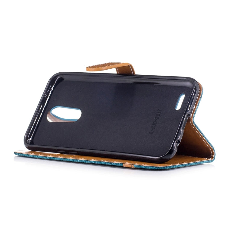 For LG K10 (2017) Denim Texture Leather Case with Holder & Card Slots & Wallet & Lanyard